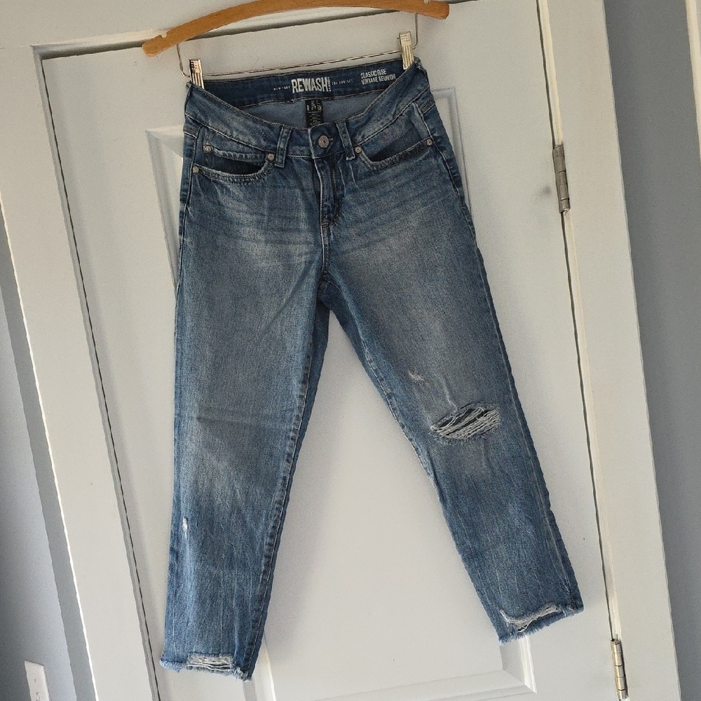 Rewash Blue Distressed Capris Jeans